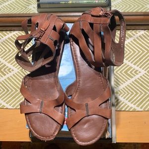 Cole Haan Brown Leather Ankle Zip Gladiator Sandals Size 7.5 B